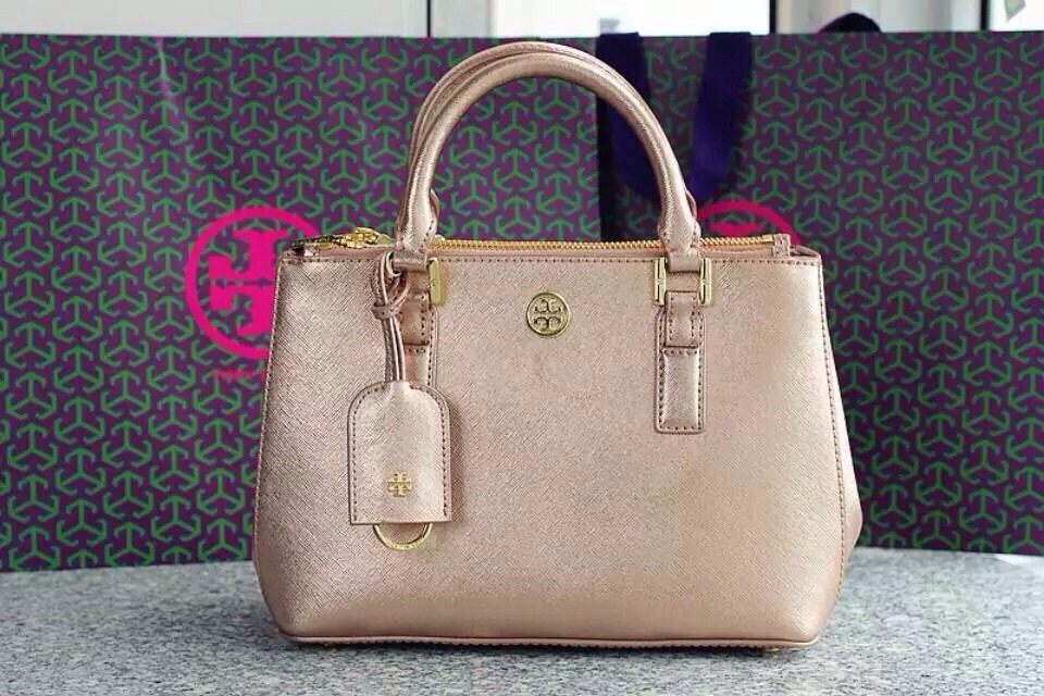 Metallic Saffiano Leather Tote
