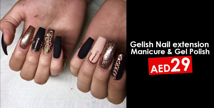 Gelish nail extension and mani-pedi For AED 29 at Perfect Choice Ladies  Salon & Spa